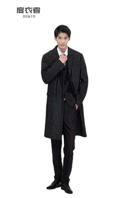 男士黑色鸟眼时尚大衣